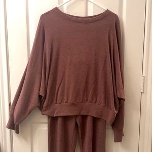 Heather Maroon Athleisure Jogger Set